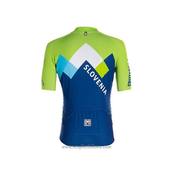 2020 Abbigliamento Ciclismo Slovenia Verde Blu Manica Corta e Salopette