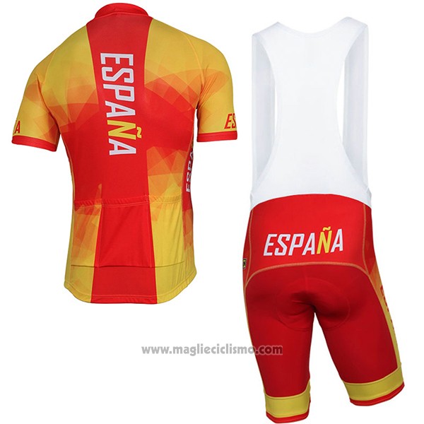 2017 Abbigliamento Ciclismo Spagna Giallo e Rosso Manica Corta e Salopette