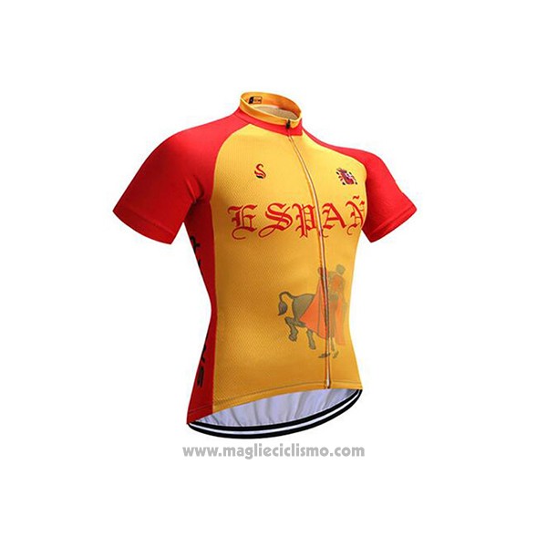 2017 Abbigliamento Ciclismo Spagna Rosso e Giallo Manica Corta e Salopette