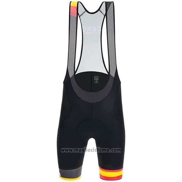 2019 Abbigliamento Ciclismo Spagna Nero Rosso Giallo Manica Corta e Salopette