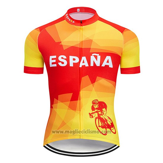 2019 Abbigliamento Ciclismo Spagna Rosso e Giallo Manica Corta e Salopette