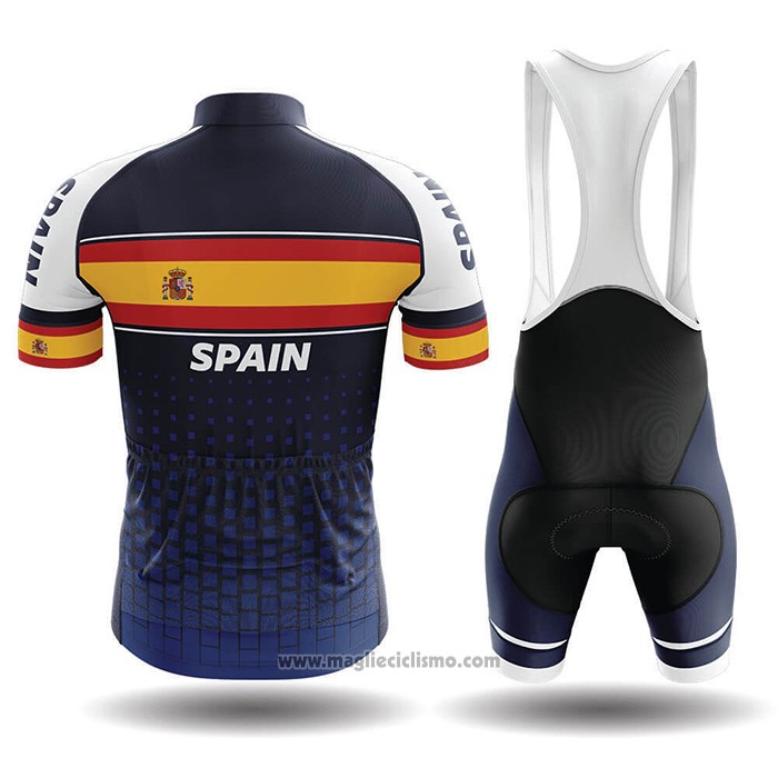 2020 Abbigliamento Ciclismo Campione Spagna Blu Giallo Manica Corta e Salopette
