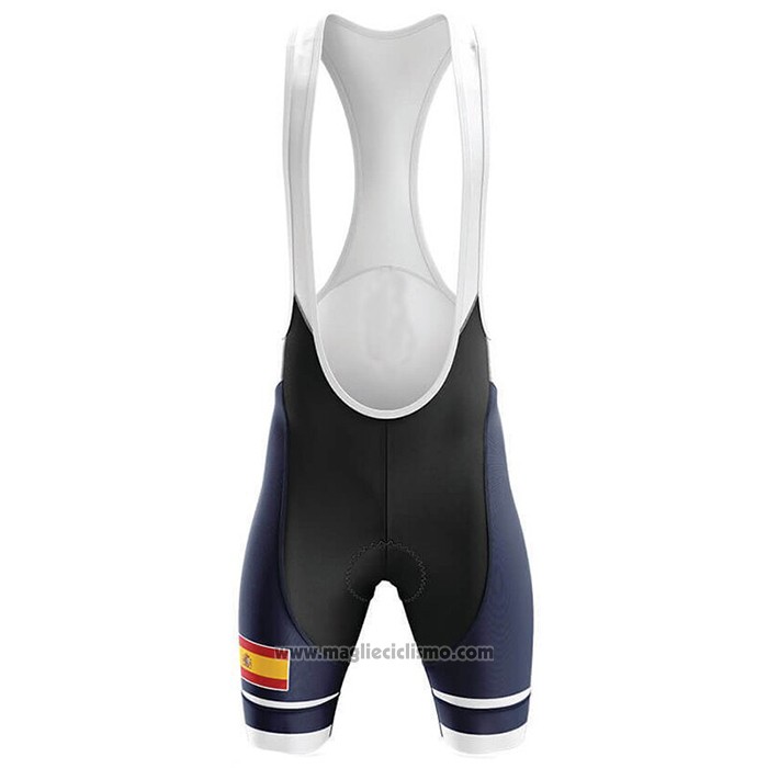 2020 Abbigliamento Ciclismo Campione Spagna Blu Giallo Manica Corta e Salopette
