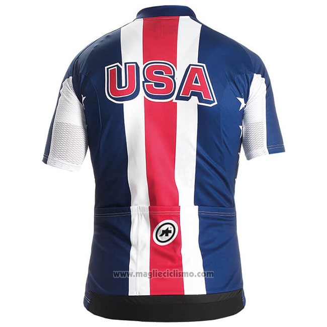 2018 Abbigliamento Ciclismo USA Blu Rosso Bianco Manica Corta e Salopette