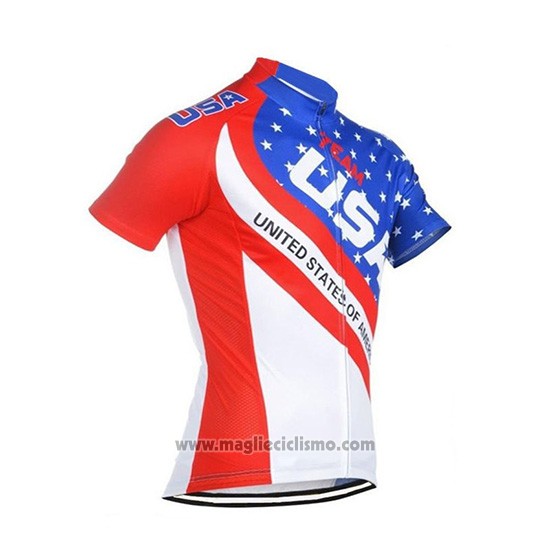 2018 Abbigliamento Ciclismo USA Blu e Rosso Manica Corta e Salopette