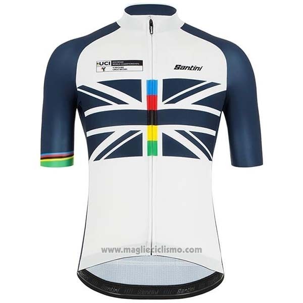 2019 Abbigliamento Ciclismo USA Bianco Spento Blu Manica Corta e Salopette