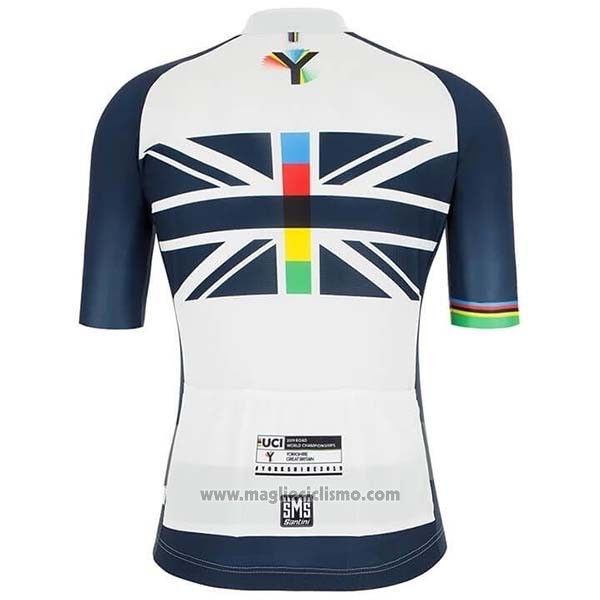 2019 Abbigliamento Ciclismo USA Bianco Spento Blu Manica Corta e Salopette