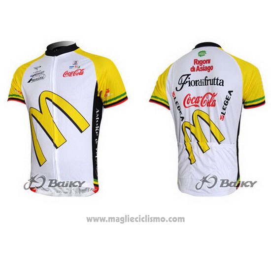 2011 Abbigliamento Ciclismo McDonalds Bianco e Giallo Manica Corta e Salopette