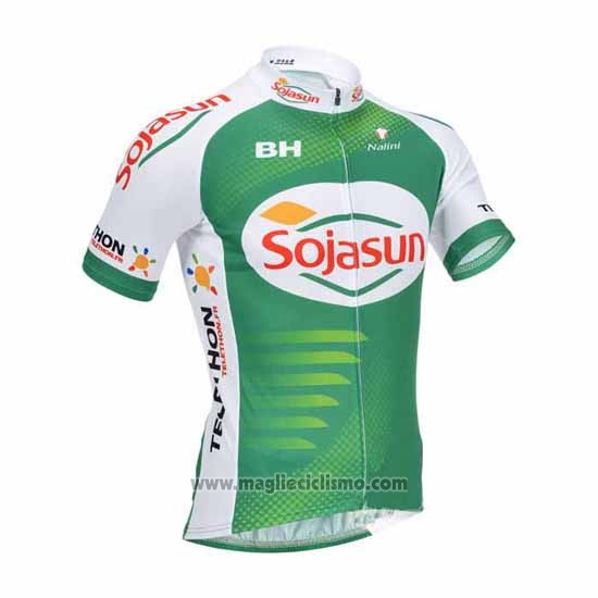 2013 Abbigliamento Ciclismo Sojasun Bianco e Verde Manica Corta e Salopette