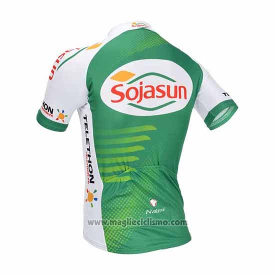 2013 Abbigliamento Ciclismo Sojasun Bianco e Verde Manica Corta e Salopette