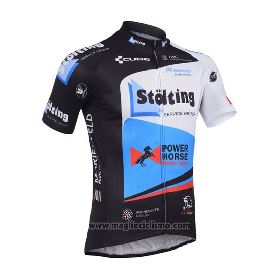 2013 Abbigliamento Ciclismo Stolting Nero e Celeste Manica Corta e Salopette