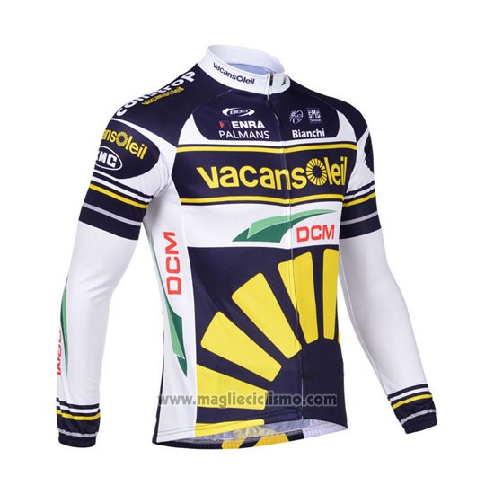 2013 Abbigliamento Ciclismo Vacansoleil Giallo e Blu Manica Lunga e Salopette