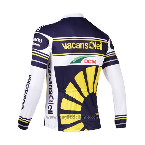 2013 Abbigliamento Ciclismo Vacansoleil Giallo e Blu Manica Lunga e Salopette