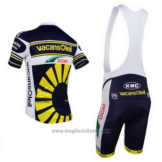 2013 Abbigliamento Ciclismo Vacansoleil Giallo e Nero Manica Corta e Salopette