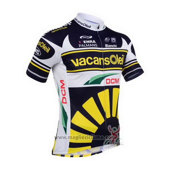 2013 Abbigliamento Ciclismo Vacansoleil Giallo e Nero Manica Corta e Salopette