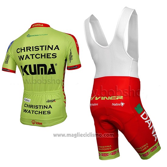 2014 Abbigliamento Ciclismo Christina Watches Onfone Verde Manica Corta e Salopette