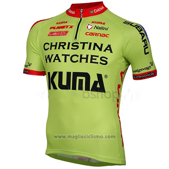 2014 Abbigliamento Ciclismo Christina Watches Onfone Verde Manica Corta e Salopette