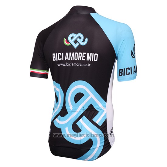 2016 Abbigliamento Ciclismo Bici Amore Mio Nero e Blu Manica Corta e Salopette