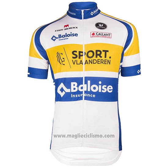 2016 Abbigliamento Ciclismo Sport Vlaanderen Baloise Bianco e Giallo Manica Corta e Salopette