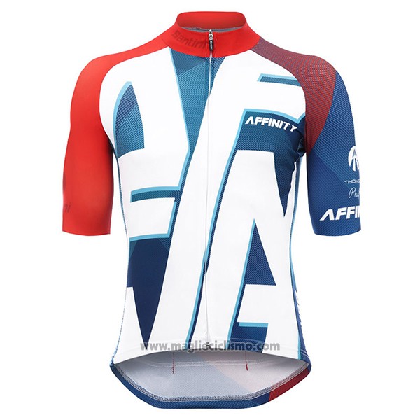 2017 Abbigliamento Ciclismo Affinity Bianco e Blu Manica Corta e Salopette