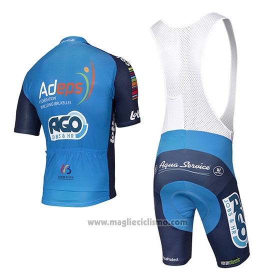2017 Abbigliamento Ciclismo Ago Aqua Service Blu Manica Corta e Salopette
