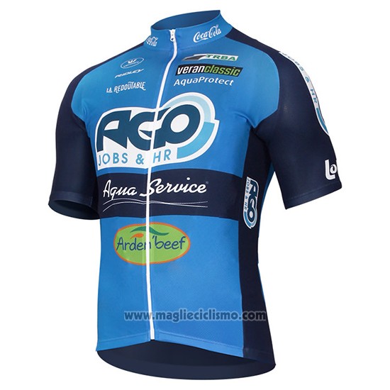 2017 Abbigliamento Ciclismo Ago Aqua Service Blu Manica Corta e Salopette