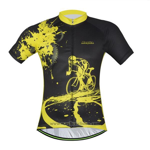 2017 Abbigliamento Ciclismo Aogda Nero e Giallo Manica Corta e Salopette