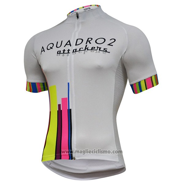 2017 Abbigliamento Ciclismo Aquadro Attackers Bianco Manica Corta e Salopette