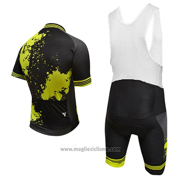 2017 Abbigliamento Ciclismo Aquadro Splash Nero e Giallo Manica Corta e Salopette