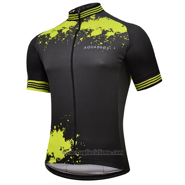 2017 Abbigliamento Ciclismo Aquadro Splash Nero e Giallo Manica Corta e Salopette