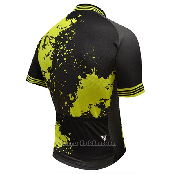 2017 Abbigliamento Ciclismo Aquadro Splash Nero e Giallo Manica Corta e Salopette