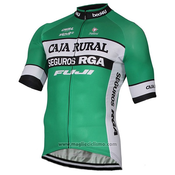 2017 Abbigliamento Ciclismo Caja Rural Verde Manica Corta e Salopette