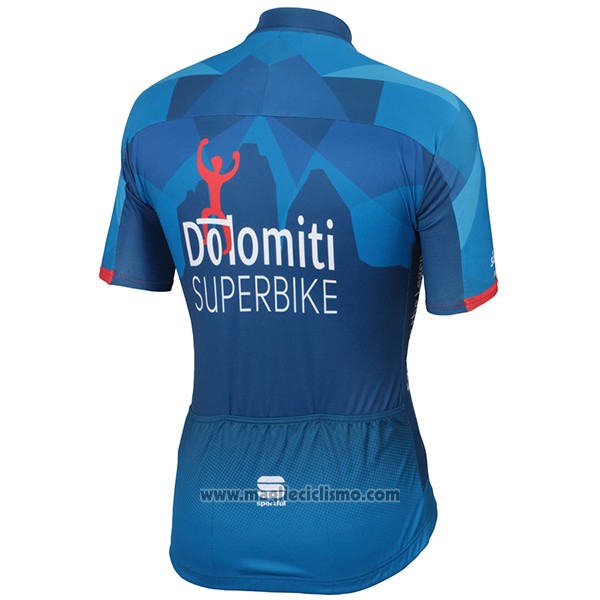 2017 Abbigliamento Ciclismo Dolomiti Superbike Blu Manica Corta e Salopette