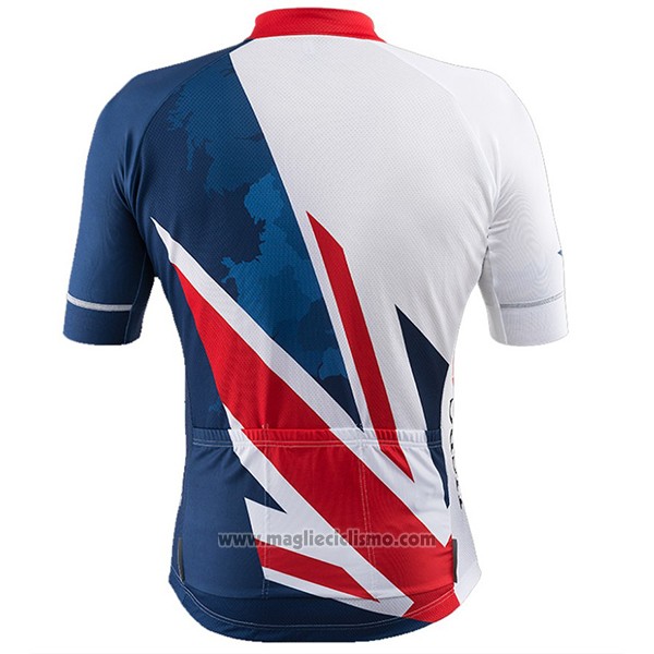 2017 Abbigliamento Ciclismo Great Britain Blu e Bianco Manica Corta e Salopette