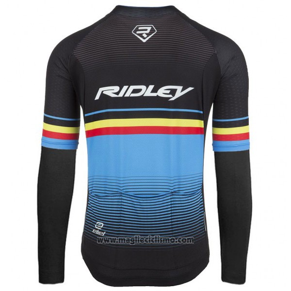 2017 Abbigliamento Ciclismo Ridley Rincon Manica Lunga e Salopette Nero e Blu Manica Corta e Salopette