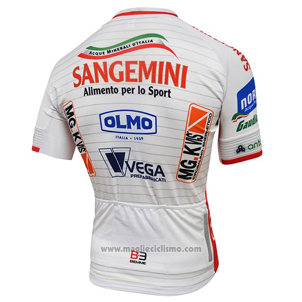 2017 Abbigliamento Ciclismo Sangemini Bianco e Arancione Manica Corta e Salopette
