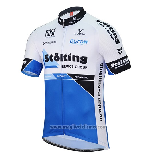 2017 Abbigliamento Ciclismo Stolting Bianco e Blu Manica Corta e Salopette
