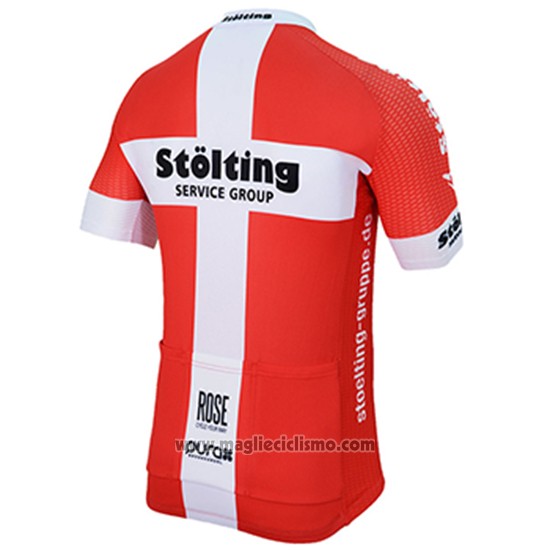 2017 Abbigliamento Ciclismo Stolting Bianco e Rosso Manica Corta e Salopette