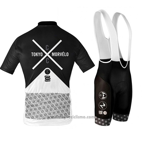 2017 Abbigliamento Ciclismo Tokyo X Morvelo Bianco e Nero Manica Corta e Salopette