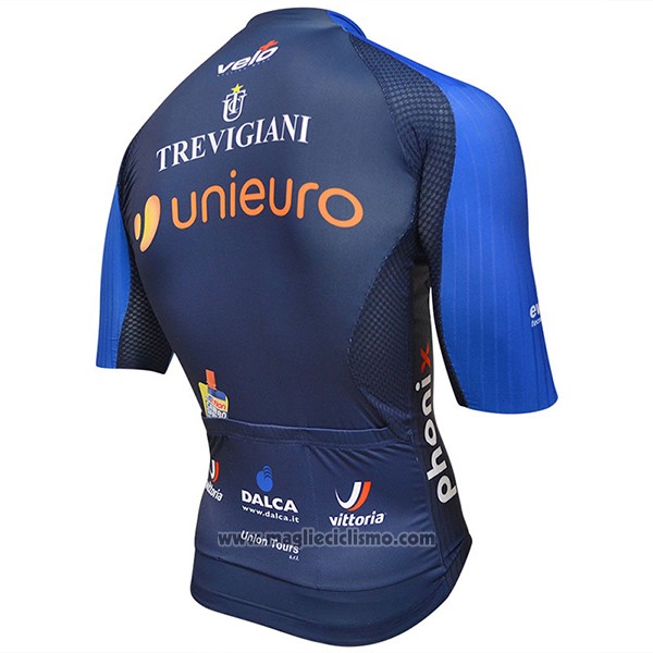 2017 Abbigliamento Ciclismo Unieuro Trevigiani Blu Manica Corta e Salopette