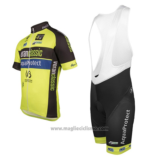 2017 Abbigliamento Ciclismo Wb Verlanclassics Aquality Project Verde e Nero Manica Corta e Salopette