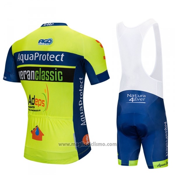 2018 Abbigliamento Ciclismo AquaProject Giallo Verde Manica Corta e Salopette