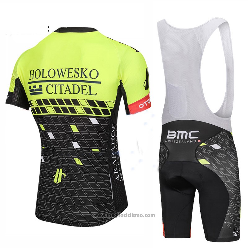 2018 Abbigliamento Ciclismo Holowesko Citadel Verde e Nero Manica Corta e Salopette