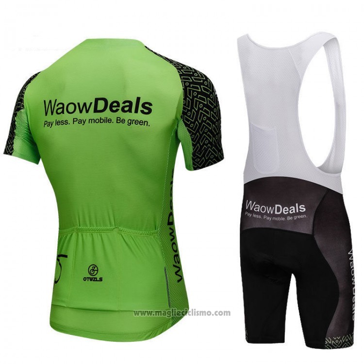 2018 Abbigliamento Ciclismo Waowdeals Verde e Nero Manica Corta e Salopette