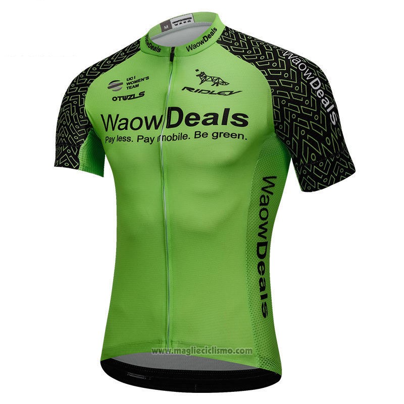 2018 Abbigliamento Ciclismo Waowdeals Verde e Nero Manica Corta e Salopette