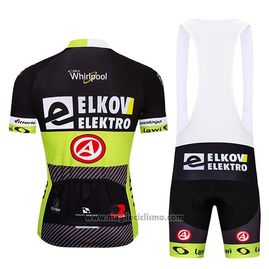 2019 Abbigliamento Ciclismo Elkov Elektro Nero Verde Manica Corta e Salopette