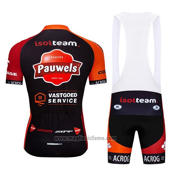 2019 Abbigliamento Ciclismo Pauwels Nero Arancione Manica Corta e Salopette
