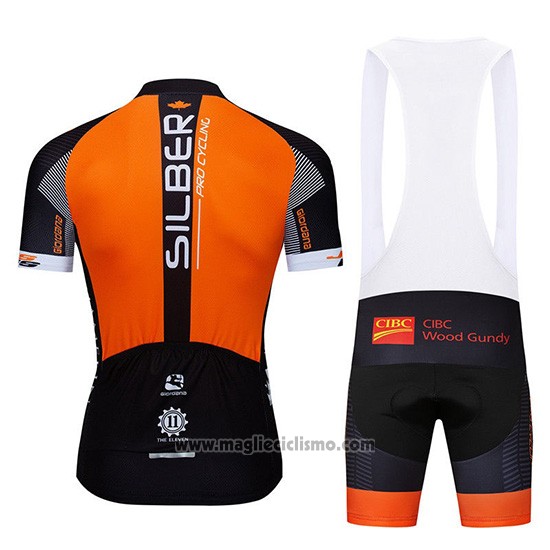 2019 Abbigliamento Ciclismo Sliber Arancione Nero Manica Corta e Salopette