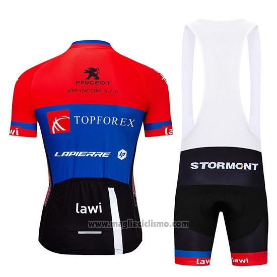 2019 Abbigliamento Ciclismo Topforex Lapierre Rosso Blu Manica Corta e Salopette