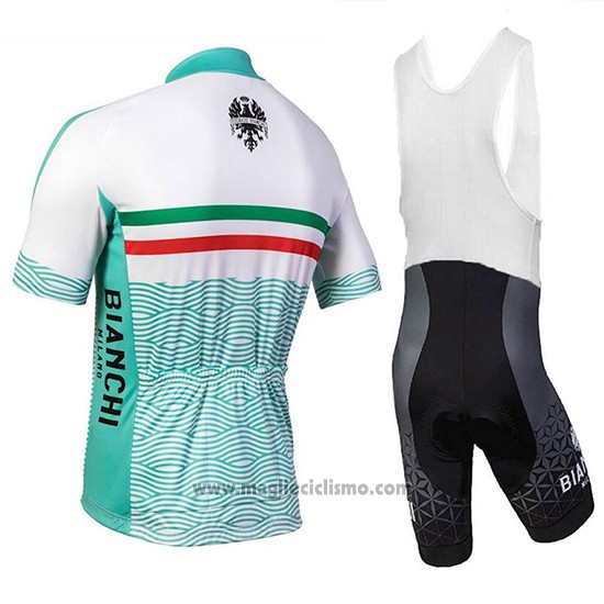 2018 Abbigliamento Ciclismo Bianchi Attone Bianco e Verde Manica Corta e Salopette